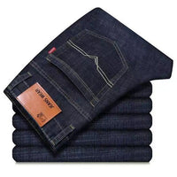 Men's High Waist Stretch Jeans - Loose Fit Casual Denim - styled