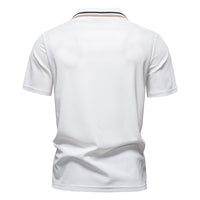 Men's Striped Business Polo - Short Sleeve Knit Collar Top - back view