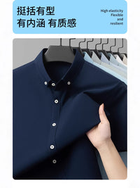 Men's Oxford Cotton Short Sleeve Shirt - Casual Button Down
