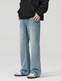 Men's Washed Light Blue Bootcut Jeans - front view