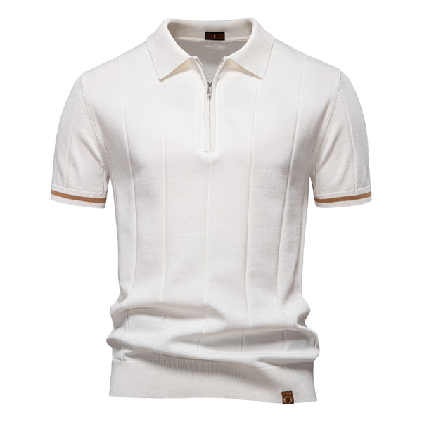 Men's Business Casual Knit Polo - Short Sleeve Collared Top - front view