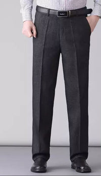 Men's High Waist Straight Leg Dress Pants - Classic Business Trousers - back view