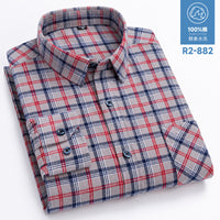Men's Brushed Cotton Plaid Shirt - Long Sleeve Button Down - view 42