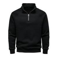 Men's Fleece-Lined Half Zip Sweatshirt - Stand Collar Pullover - styled