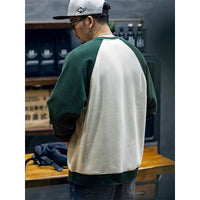 Men's Velvet Crewneck Sweatshirt - Contrast Stitch Oversized - detail