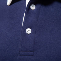 Men's Polo Collar Sweatshirt - Long Sleeve Casual Pullover - detail