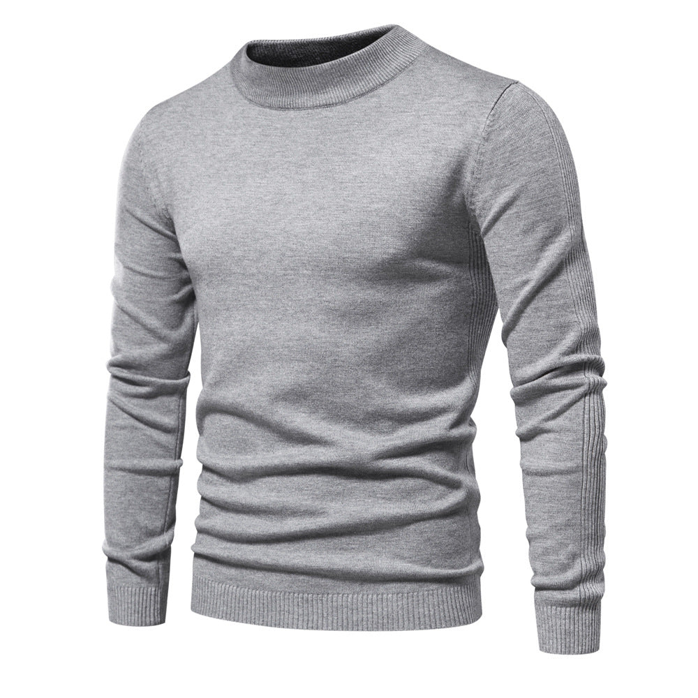 Men's Thick Mock Neck Sweater - Slim Fit Warm Knit Pullover