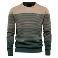 Men's Vintage Striped Crewneck Sweater - Slim Fit Knit - back view
