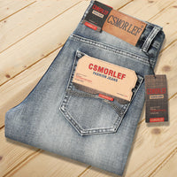 Men's Stretch Straight Leg Jeans - Business Casual Denim - fabric detail