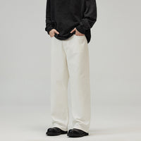 Men's Solid Color Wide Leg Straight Jeans - detail