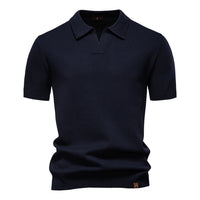 Men's Textured Knit Polo Shirt - Business Casual Short Sleeve - styled