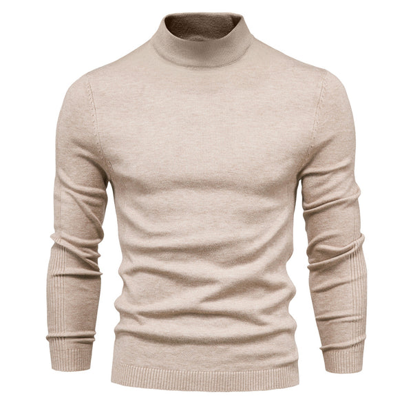 Men's Thick Mock Neck Sweater - Slim Fit Warm Knit Pullover - front view