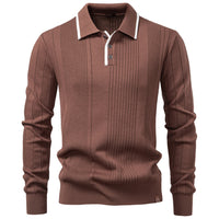 Men's Polo Collar Half Zip Sweater - Premium Knit Pullover - front view