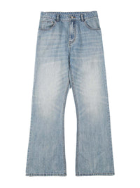 Men's Washed Light Blue Bootcut Jeans - detail