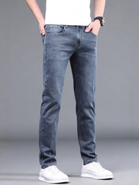 Men's Slim Straight Stretch Jeans - Thick Comfortable Denim - back view