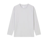 Men's Premium Combed Cotton Long Sleeve T-Shirt - Heavyweight Crewneck Base Layer - close up