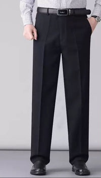 Men's High Waist Straight Leg Dress Pants - Classic Business Trousers - detail