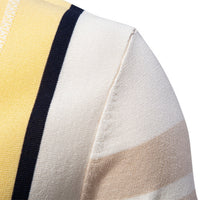 Men's Jacquard Striped Polo Shirt - Knit Short Sleeve Top - side view