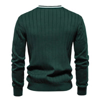 Men's V-Neck Cardigan Sweater - Contrast Trim Knit Jacket - back view