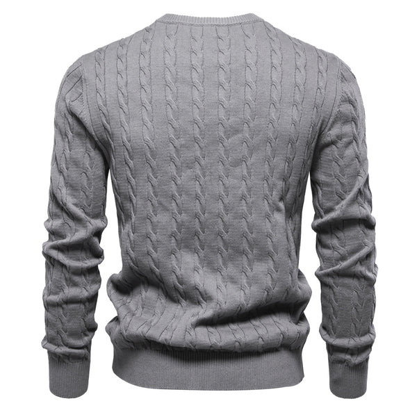 Men's Embroidered Deer Pullover Sweater - Soft Knit Crewneck - front view
