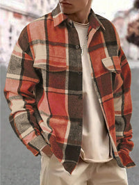 Men's Classic Plaid Flannel Shirt - Vintage Brushed Long Sleeve - styled