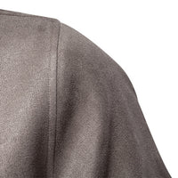 Men's Suede Stand Collar Bomber Jacket - Casual Baseball Coat - close up