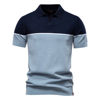 Men's Color Block Knit Polo - Short Sleeve Casual Collar Top - close up