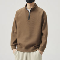 Men's Half Zip Pullover Sweatshirt - Stand Collar Casual Top - back view
