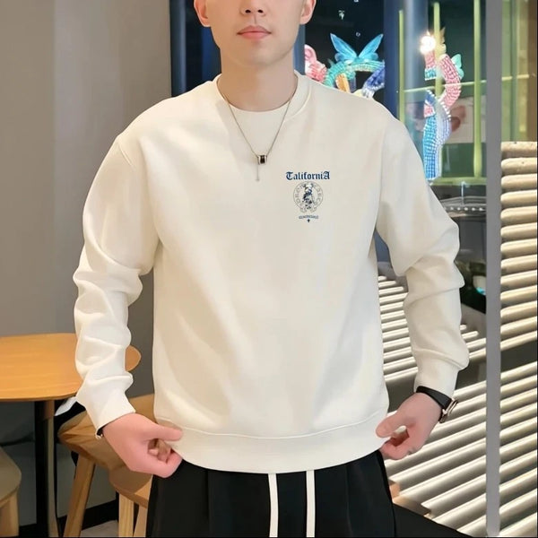 Men's Crewneck Pullover Sweatshirt - Casual Long Sleeve Top - front view