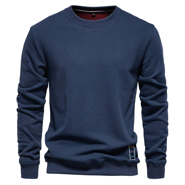 Men's Solid Crewneck Sweatshirt - Relaxed Fit Long Sleeve - front view