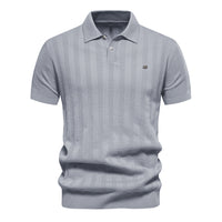 Men's Knit Polo Shirt - Short Sleeve Collared Top - styled