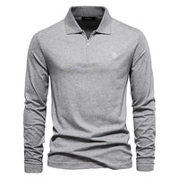 Men's Embroidered Zip Polo - Slim Fit Cotton Short Sleeve - close up