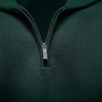 Men's Quarter Zip Cotton Sweater - Stand Collar Knit Top - side view
