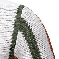 Men's Breathable Open Knit Polo - Striped Summer Sweater - detail