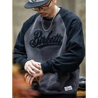 Men's Velvet Crewneck Sweatshirt - Contrast Stitch Oversized - back view