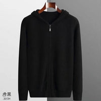 Men's Hooded Zip Knit Cardigan - Solid Color Sweater Hoodie - side view