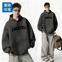 Men's Oversized Hooded Sweatshirt - Heavy Cotton Street Style Top - model wearing