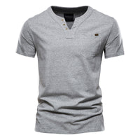 Men's Japanese Style Pocket T-Shirt - Cotton Short Sleeve Tee - fabric detail