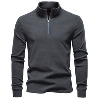 Men's Turtleneck Sweater - Classic Solid Knit Pullover - model wearing