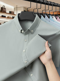 Men's Oxford Cotton Short Sleeve Shirt - Casual Button Down - back view