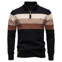 Men's Striped Half Zip Pullover - Knit Sweater Top - view 12