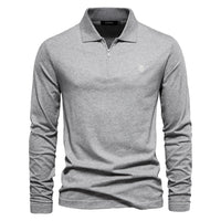 Men's Embroidered Zip Polo - Slim Fit Cotton Short Sleeve - front view