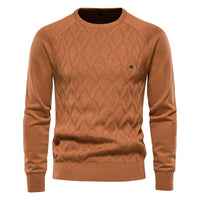 Men's Pure Cotton Crewneck Sweater - Solid Pullover Knit - view 11