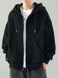 Men's Casual Zip Cardigan Jacket - Plus Size Solid Color - back view