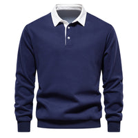 Men's Polo Collar Sweatshirt - Long Sleeve Casual Pullover - view 12