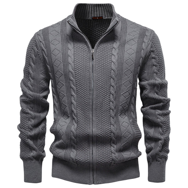 Men's Knit Cardigan Jacket - Full Zip Sweater Coat - front view