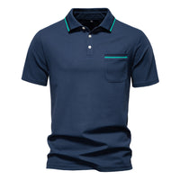 Men's Striped Business Polo - Short Sleeve Knit Collar Top - styled