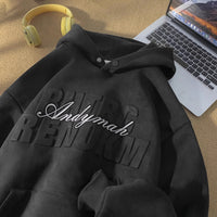 Men's Premium Suede Hoodie - Heavyweight Hooded Jacket - side view
