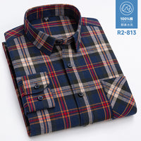 Men's Brushed Cotton Plaid Shirt - Long Sleeve Button Down - view 38