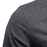 Men's V-Neck Cotton Long Sleeve T-Shirt - Casual Solid Color Tee - side view